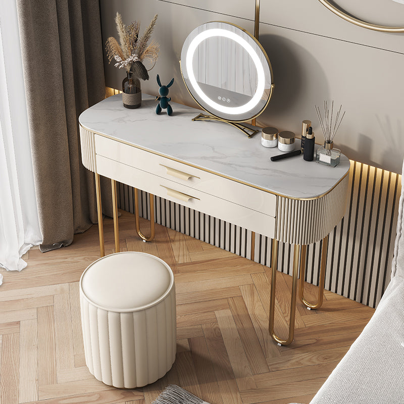 BEIGE Vanity, set di vanità in metallo alto 30 "con 2 cassetti