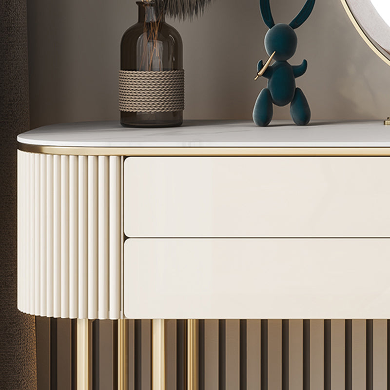 BEIGE Vanity, set di vanità in metallo alto 30 "con 2 cassetti