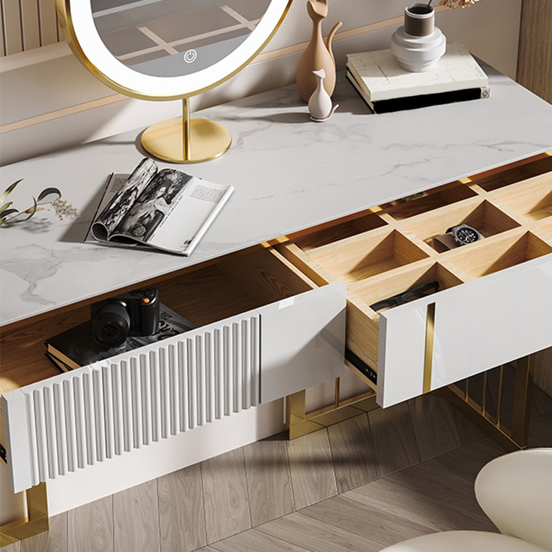 Vanité beige, ensemble de vanité métallique de 30 "de haut avec 2 tiroirs de rangement