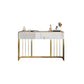 Beige Vanity, 30" Tall Metal Vanity Set with 2 Storage Drawers