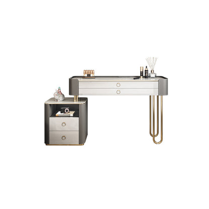 4 Storage Drawers Dressing Table, 30" Tall Vanity Set in Grey