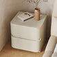 18" Tall 2- Drawer Wood Nightstand Contemporary Leather Bedside Cabinet