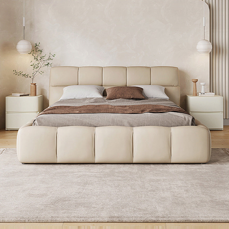 18" Tall 2- Drawer Wood Nightstand Contemporary Leather Bedside Cabinet