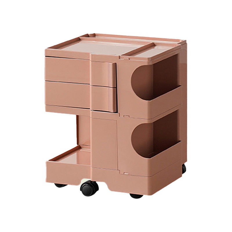 Nightstand Contemporary Night Table with Drawers and Shelves 17"L x 16"W x 21"H Pink Clearhalo 'Bedroom Furniture' 'furn' 'furn_night_stand' 'Furniture' 'night_stand' 'Nightstands' 5352000