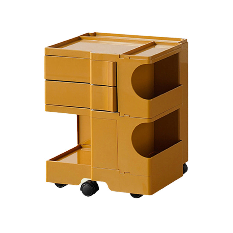 Nightstand Contemporary Night Table with Drawers and Shelves 17"L x 16"W x 21"H Yellow Clearhalo 'Bedroom Furniture' 'furn' 'furn_night_stand' 'Furniture' 'night_stand' 'Nightstands' 5352004