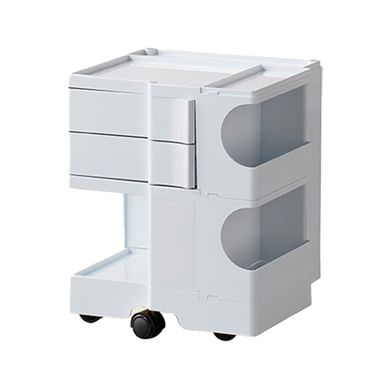 Nightstand Contemporary Night Table with Drawers and Shelves 17"L x 16"W x 21"H White Clearhalo 'Bedroom Furniture' 'furn' 'furn_night_stand' 'Furniture' 'night_stand' 'Nightstands' 5352006