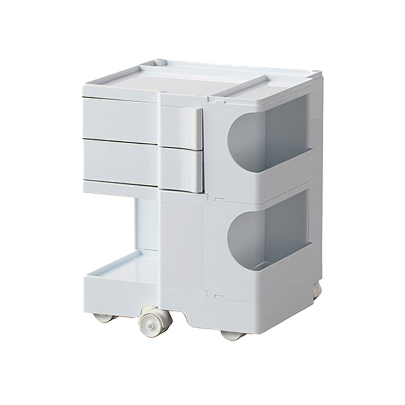 Nightstand Contemporary Night Table with Drawers and Shelves 17"L x 16"W x 21"H Gloss White Clearhalo 'Bedroom Furniture' 'furn' 'furn_night_stand' 'Furniture' 'night_stand' 'Nightstands' 5352010