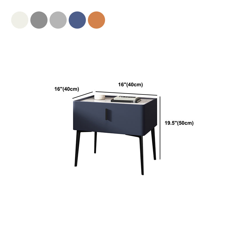 Mesa de noche de cuero con 4 patas Mesa de noche de piedra con cajón