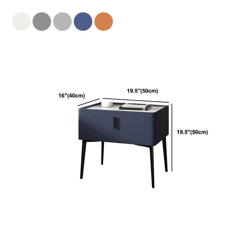 Mesa de noche de cuero con 4 patas Mesa de noche de piedra con cajón