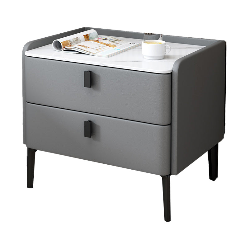 Comodino in pelle con 4 gambe glam in pietra top tavolo da notte con cassetti