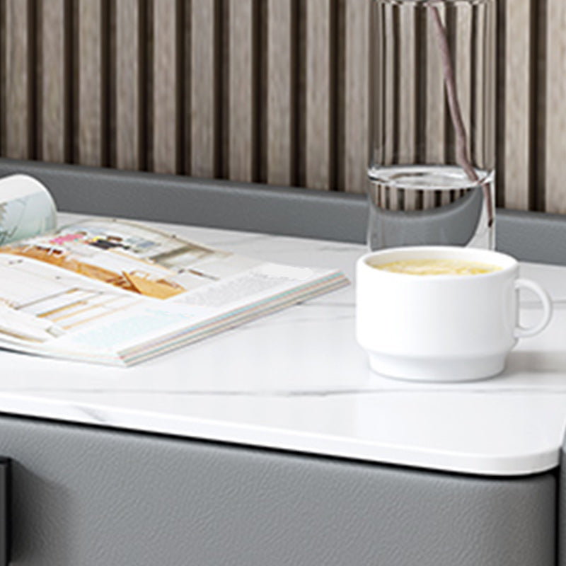 Comodino in pelle con 4 gambe glam in pietra top tavolo da notte con cassetti