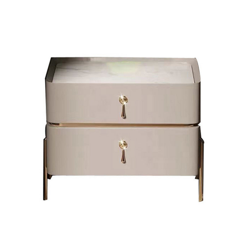 Leather Nightstand with 4 Legs Glam Night Table with Drawers Clearhalo 'Bedroom Furniture' 'furn' 'furn_night_stand' 'Furniture' 'night_stand' 'Nightstands' 5352080