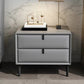 Leather Top Nightstand  with Drawers Glam Night Table with 4 Legs