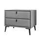 Leather Top Nightstand  with Drawers Glam Night Table with 4 Legs