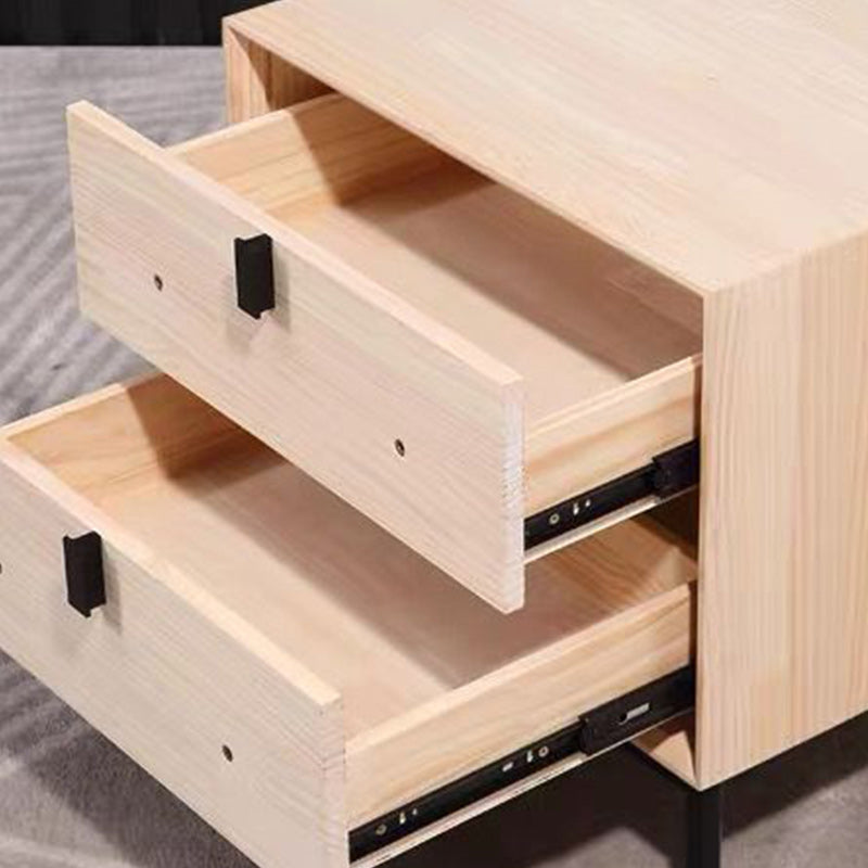 Leather Top Nightstand  with Drawers Glam Night Table with 4 Legs