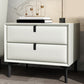 Leather Top Nightstand  with Drawers Glam Night Table with 4 Legs