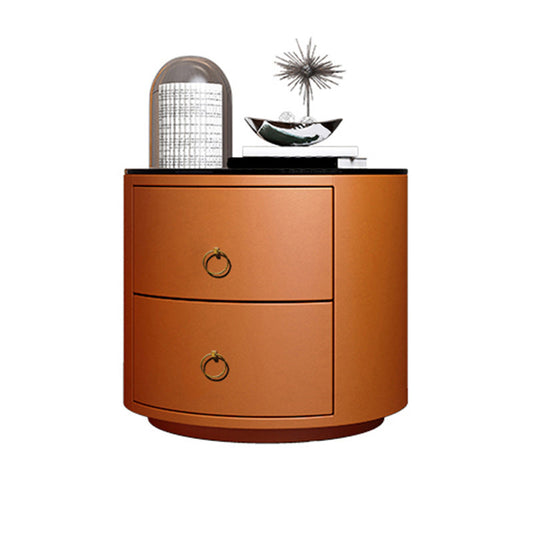 Glamernte Nachttisch mit 2 Schublade 16,5 Zoll hohen Leder-Nachttisch