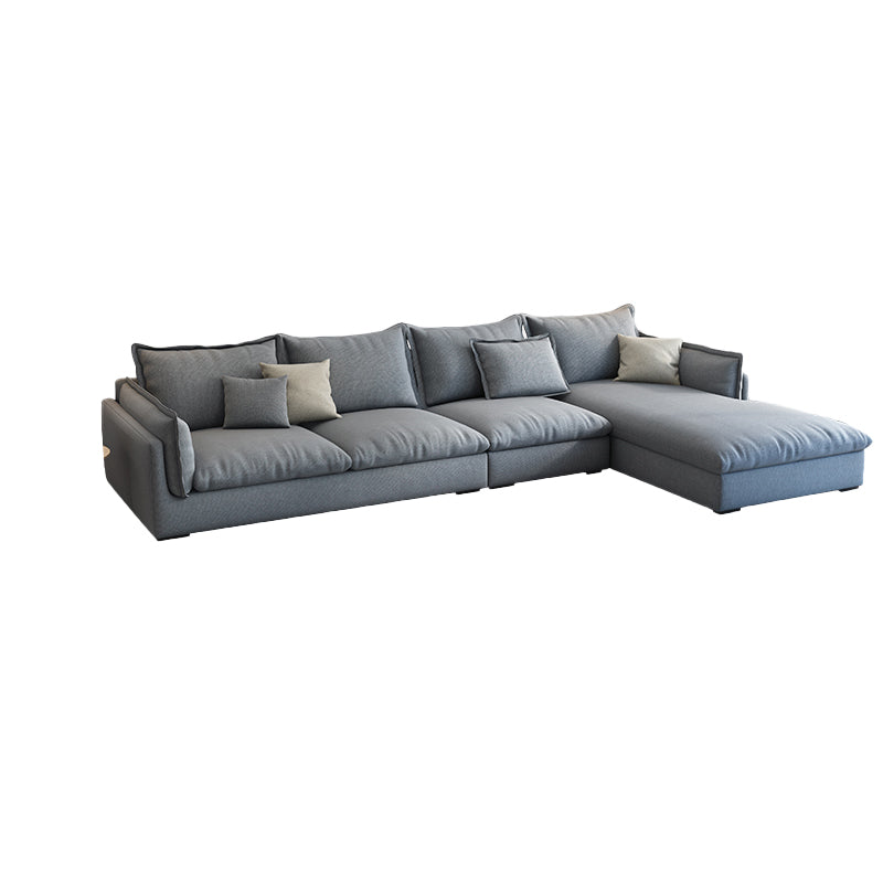 Light-grey Contemporary Sectional Stain-Resistant Living Room Solid Wood Sofa