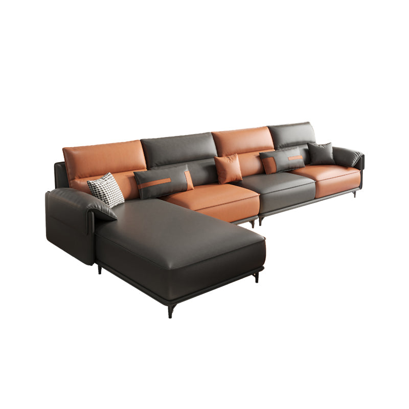 Sofá contemporáneo de brazos de almohada Sala de estar de cuero sintética