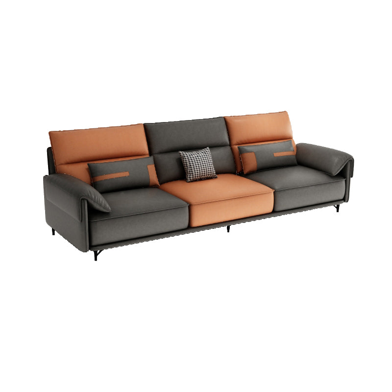 Sofá contemporáneo de brazos de almohada Sala de estar de cuero sintética