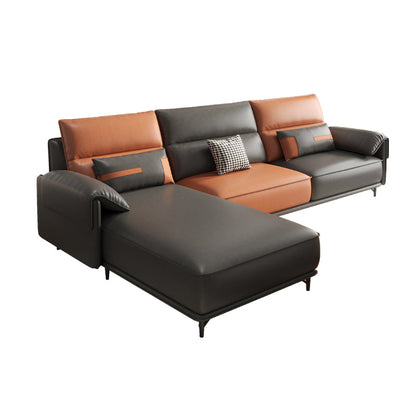 Sofá contemporáneo de brazos de almohada Sala de estar de cuero sintética