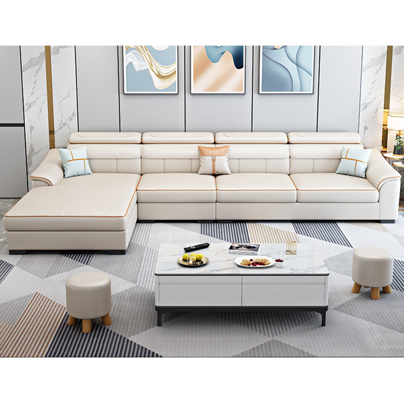 Contemporary Sofa Cotton Solid Wood Living Room Slipcovered Sofa & Chaise