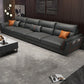 Recessed Arm Dark Gray Modern Chaise Faux Leather L-Shape Sofa