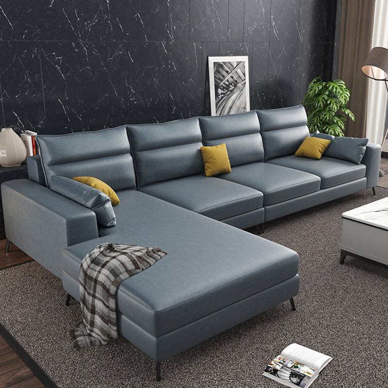 Scandinavian Faux Leather Sectional for Four People 60.63" Wide