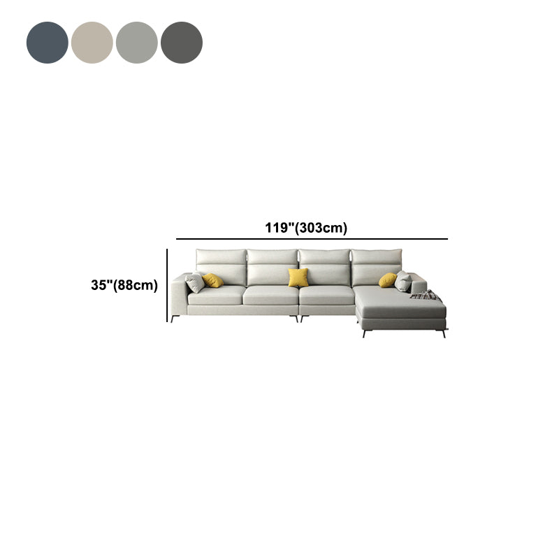 Scandinavian Faux Leather Sectional for Four People 60.63" Wide