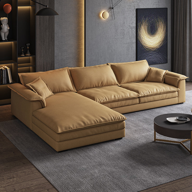 Contemporary Pillow Top Arm Stain-Resistant Furniture Sectionals in Brown