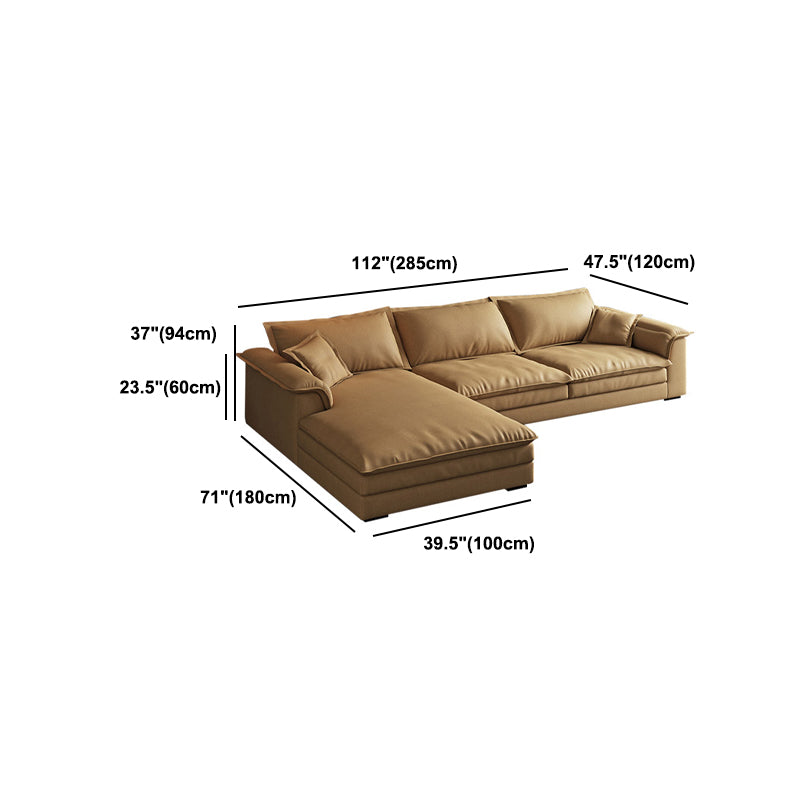 Contemporary Pillow Top Arm Stain-Resistant Furniture Sectionals in Brown