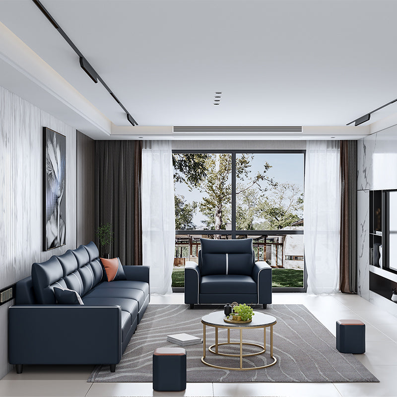 Cojines azules removibles de brazo cuadrado sofá resistente a las manchas contemporáneas