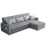 Square Arm Light-grey Contemporary Cotton Blend Sofa & Chaise for Living Room