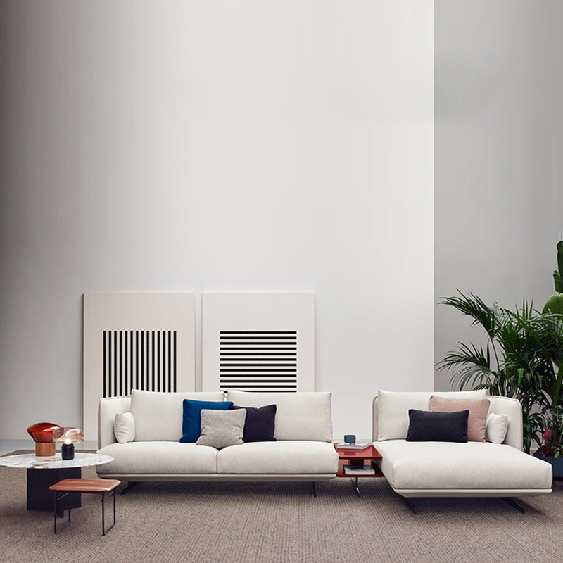 Beige Scandinavische bank/sectionele met vierkante arm voor appartement