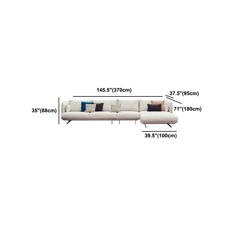 Beige Scandinavische bank/sectionele met vierkante arm voor appartement