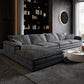 Stain-Resistant Dark Gray Contemporary Square Arm Solid Wood Sofa