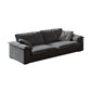 Stain-Resistant Dark Gray Contemporary Square Arm Solid Wood Sofa