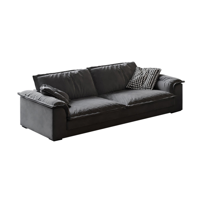 Stain-Resistant Dark Gray Contemporary Square Arm Solid Wood Sofa
