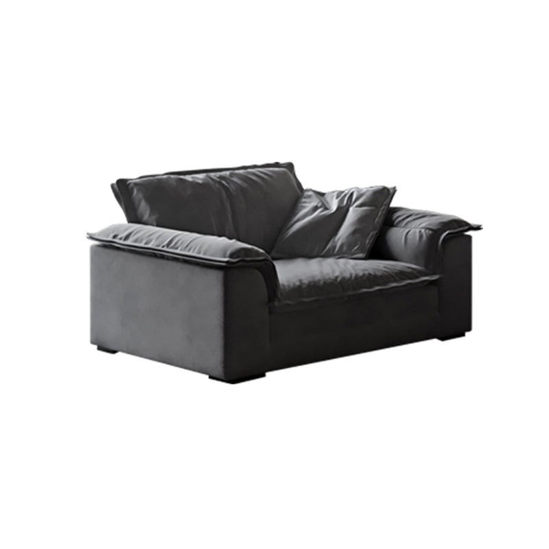 Stain-Resistant Dark Gray Contemporary Square Arm Solid Wood Sofa