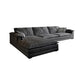 Stain-Resistant Dark Gray Contemporary Square Arm Solid Wood Sofa