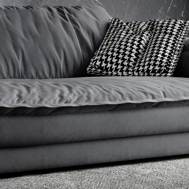 Stain-Resistant Dark Gray Contemporary Square Arm Solid Wood Sofa