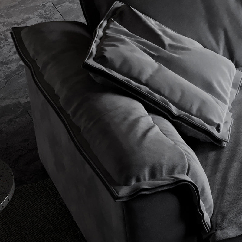 Stain-Resistant Dark Gray Contemporary Square Arm Solid Wood Sofa