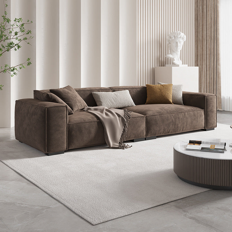 Brown Scandinavian Sectional/Sofa with Square Arm for Apartment