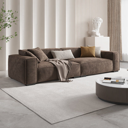 Brown Scandinavian Sectional/Sofa with Square Arm for Apartment