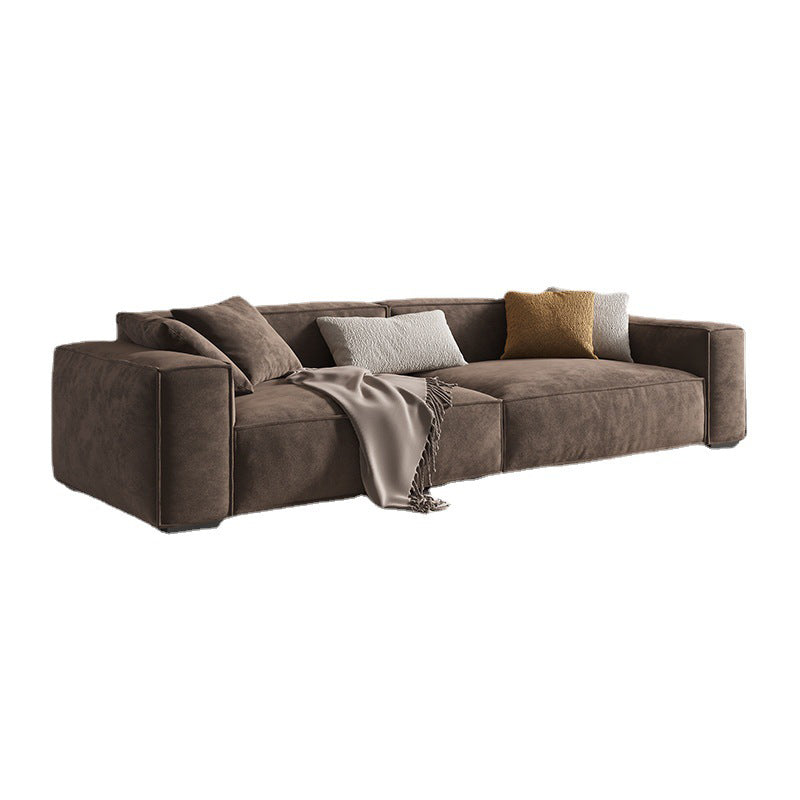 Brown Scandinavian Sectional/Sofa with Square Arm for Apartment