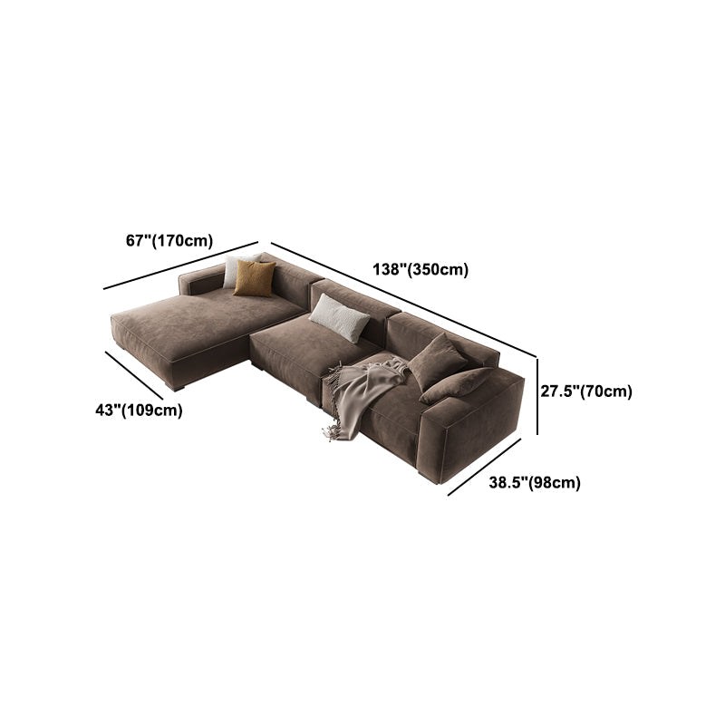 Brown Scandinavian Sectional/Sofa with Square Arm for Apartment