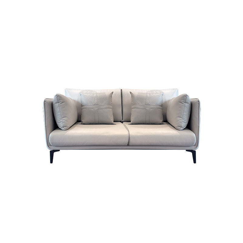 Stationary Stain Resistant Faux Leather Living Room Pillow Top Arm Modern Sofa 71"L x 35.5"W x 35.5"H Smoke Gray Clearhalo 'furn' 'furn_sofas' 'Furniture' 'Living Room Furniture' 'Sofa' 'sofas' 5352646