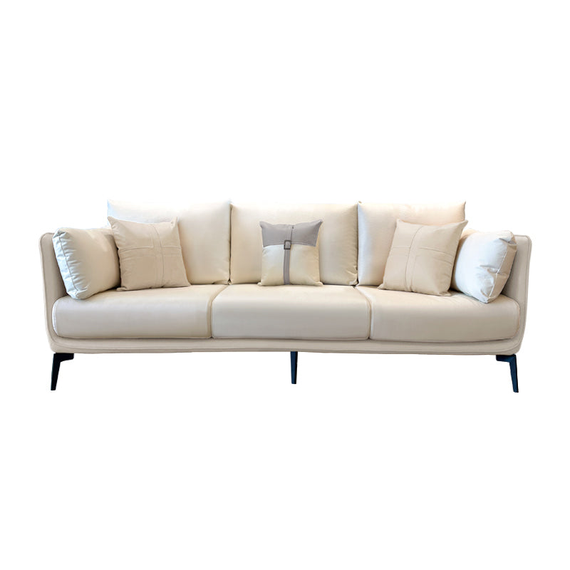 Stationary Stain Resistant Faux Leather Living Room Pillow Top Arm Modern Sofa 87"L x 35"W x 35"H Off-White Clearhalo 'furn' 'furn_sofas' 'Furniture' 'Living Room Furniture' 'Sofa' 'sofas' 5352649