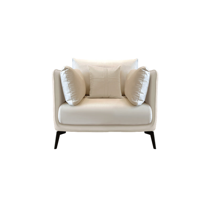 Stationary Stain Resistant Faux Leather Living Room Pillow Top Arm Modern Sofa 41"L x 35"W x 35"H Off-White Clearhalo 'furn' 'furn_sofas' 'Furniture' 'Living Room Furniture' 'Sofa' 'sofas' 5352653