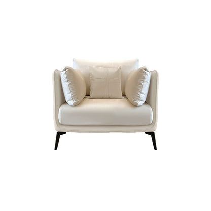 Stationary Stain Resistant Faux Leather Living Room Pillow Top Arm Modern Sofa 41"L x 35"W x 35"H Off-White Clearhalo 'furn' 'furn_sofas' 'Furniture' 'Living Room Furniture' 'Sofa' 'sofas' 5352653